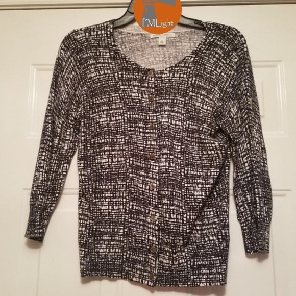 Banana Republic Cardigan Sweater Medium Black and White - Picture 1 of 4
